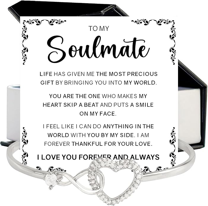 To My Soulmate Bracelet For Women With Heartfelt Message Card & Elegant Box, Bracelet For Girls, Soulmate Birthday, Wedding, Christmas Jewelry Gift From Boyfriend, Husband