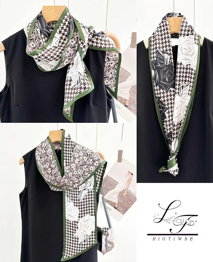 Hioyiwse Head Scarf Hair Neck Scarves For Women Purse Bag Scarfs For Handbags Silky Long Thin Satin Headscarf Fashion