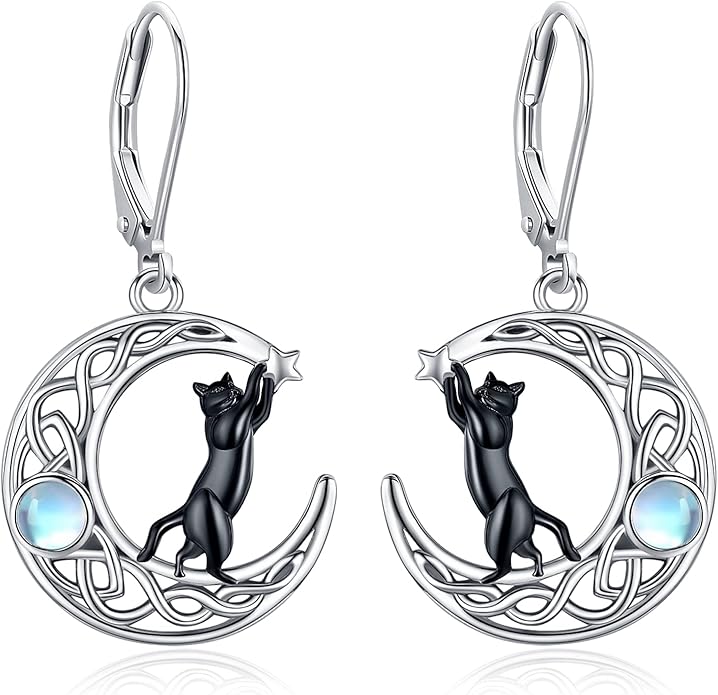 Sterling Silver Tree of Life/Flower/Bee/Animals/Cat/Hummingbird Dangle Earrings Moonstone Turquoise Drop Leverback Earrings Jewelry Gifts