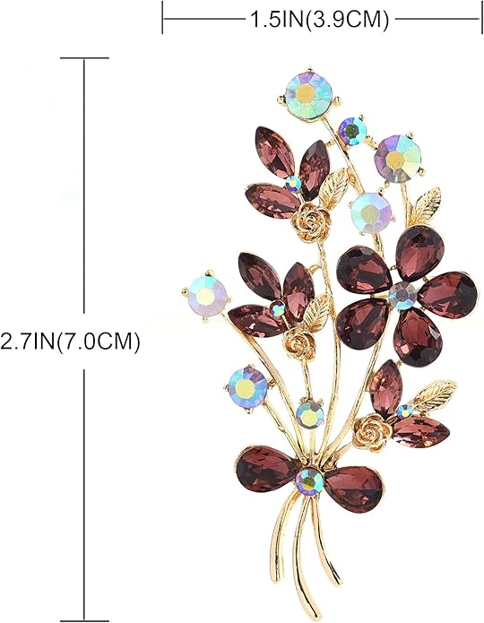 YOQUCOL Red Colour Zircon Crystal Poppy Flower Bouquet Shape Brooch Pins for Woman Gift