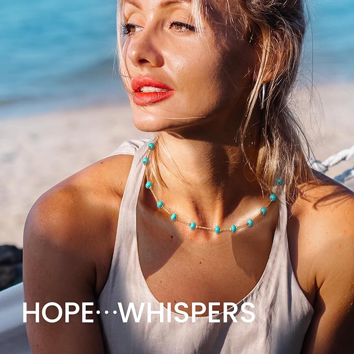 AGOT Beaded Gemstone Necklace for Women: Boho Bead Choker Natural Stone Necklaces - Handmade Jewelry for Summer Beach