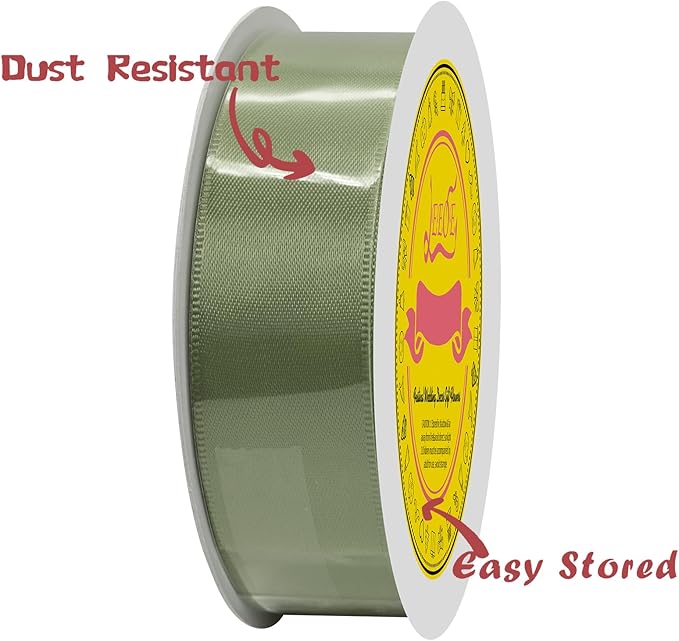 LEEQE Spring Moss Double Face Satin Ribbon 1 inch X 25 Yards Spool Bright Colors Very Suitable for Weddings Gift Package Wrapping Dancer Wand Sewing Party Hair Bow Invitation Decorations and More