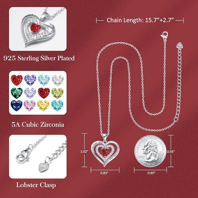 REDBEE Necklaces for Women Birthstone Heart Necklace Jewelry for Wife Girlfriend Woman Necklace