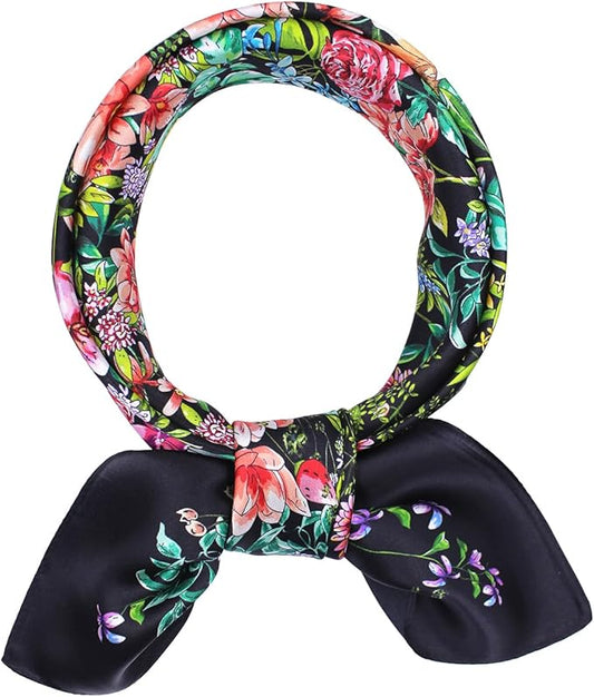 ANDANTINO 100% Mulberry Silk Square Scarf for Hair-25.6" X25.6'' Women Men Natural Silk Neckerchief Digital Printed Headscarf