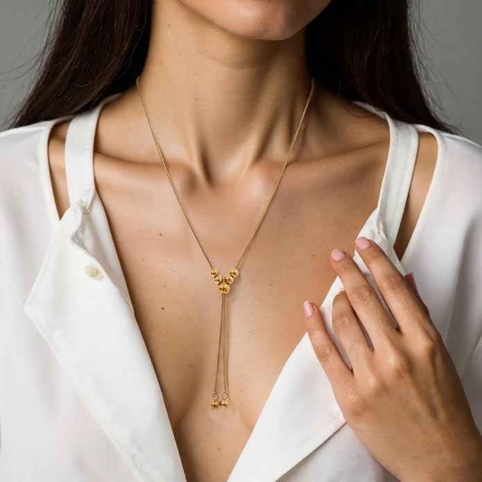Irregular Y2k Long Y-shaped Necklace with Zircon Inlaid Sparkling Brick Tassel Pendant Double-Layer Chain High-end Fashion Accessory Women's