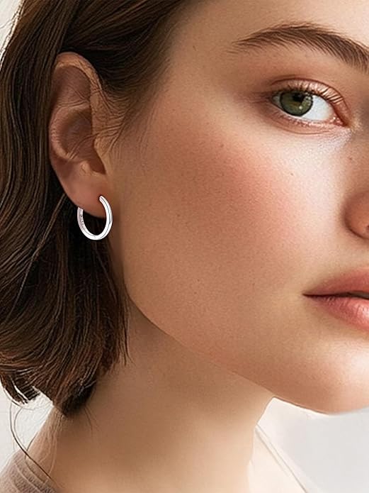Silvora 925 Sterling Silver Small Hoop Earrings for Women Huggie Earrings Hypoallergenic Cartilage Earrings Tiny Hoops 6mm/8mm/10mm/12mm/14mm/16mm/18mm/20mm