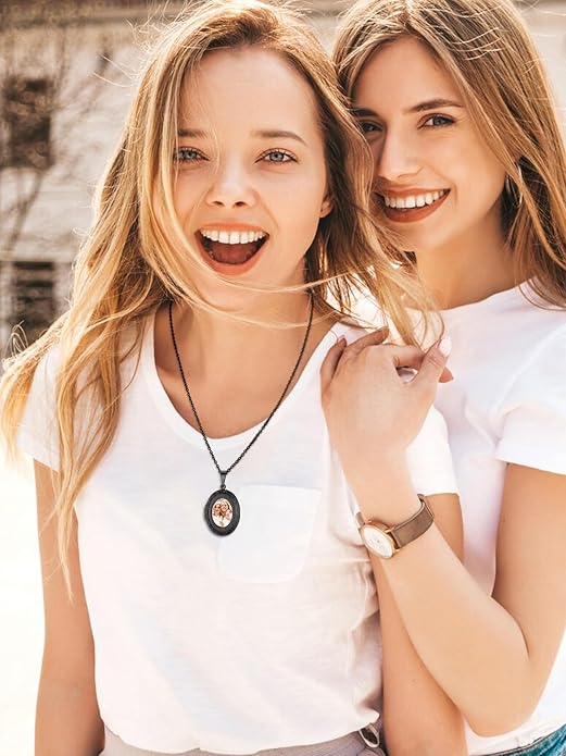 Supcare Locket Necklace That Holds Pictures-Engraved Photo Pendant Custom Jewellery Gifts for Men Women (with Jewellery Gift Box)