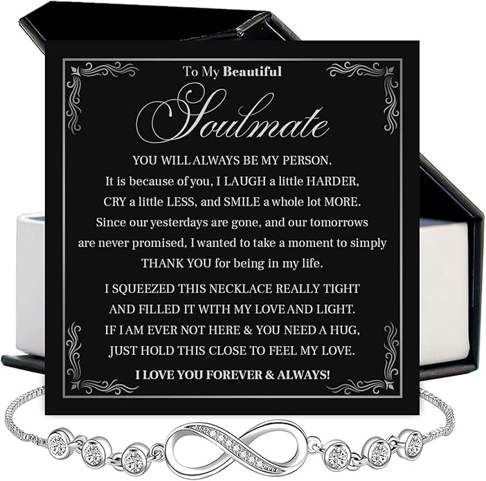 To My Soulmate Bracelet For Women With Heartfelt Message Card & Elegant Box, Bracelet For Girls, Soulmate Birthday, Wedding, Christmas Jewelry Gift From Boyfriend, Husband