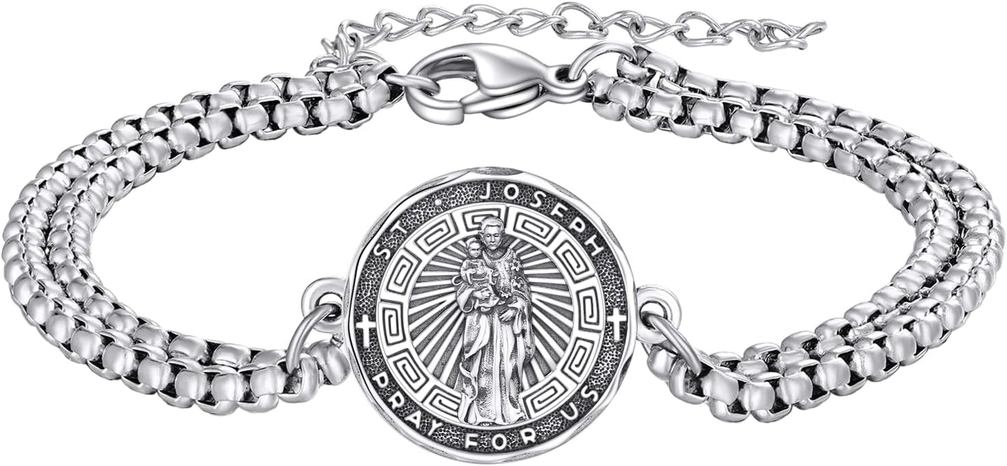 YFN Patron Saint Bracelet Sterling Silver Religious Protector Bracelet Jewelry Gift for Women Men