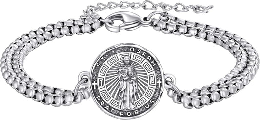 YFN Patron Saint Bracelet Sterling Silver Religious Protector Bracelet Jewelry Gift for Women Men