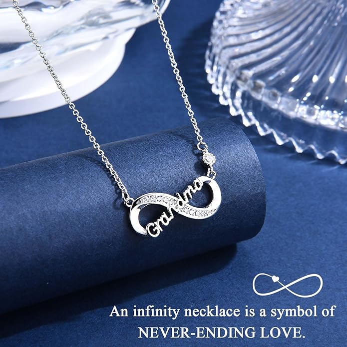 Infinity Mom Grandma Nana Sister Aunt Daughter Auntie Granddaughter Niece Necklace Gifts, Christmas Birthday Valentines Day Mothers Day Easter Graduation Back to School Gifts Stocking Stuffers Presents for Women Girls Her