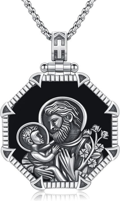 Taioiat Saint Necklace 925 Sterling Silver St Necklace Amulet Pendant Jewelry Religious Gift for Men Women