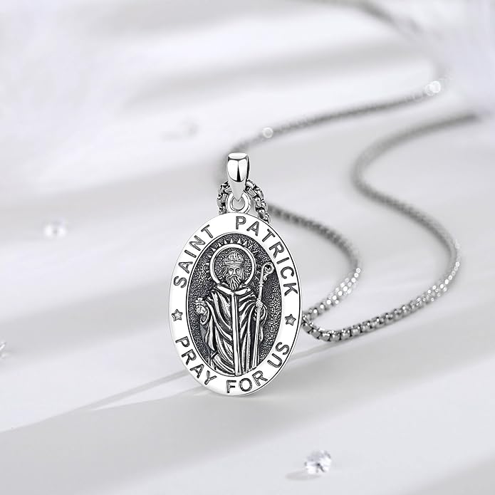 EUDORA 925 Sterling Silver St Christopher/St Benedict/St Michael/Virgin Mary/San Judas Tadeo/Good Shepherd Cross/Archangel Necklace Medal Pendant Protection Religious Amulet Jewelry For Men Women