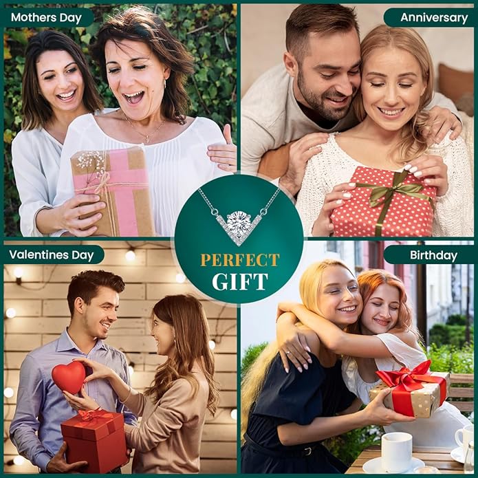 1-3 Carat Moissanite Necklace Pendant for Women Sterling Silver, GRA Certified, Elegant Gift Moissanite Necklace for Women, Wife, Girlfriend, Mom, or Birthday