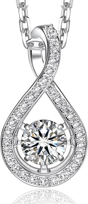 MomentWish Necklace for Women, Sparkling Gift for Her, 1Carat Moissanite Heart Pendent for Her, 925 Sterling Silver Dance Necklace for Anniversary Christmas Valentines