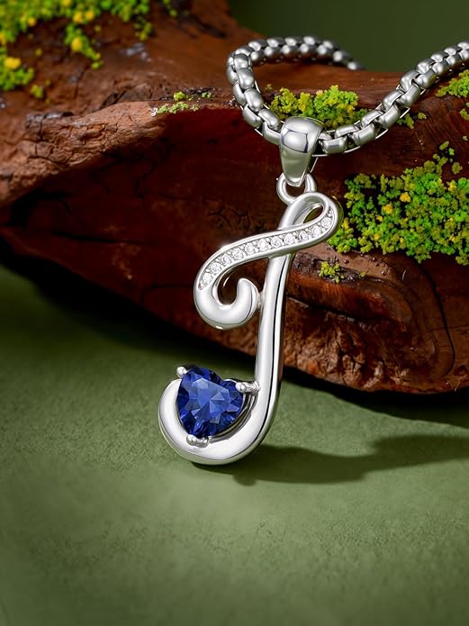Christmas Gifts for Women Alphabet A to Z Initial Birthstone Pendant Necklaces for Women - 18k White Gold Plated Personalized Name Jewelry Valentine Mothers Day Birthday Gifts for Women Her Girlfriend