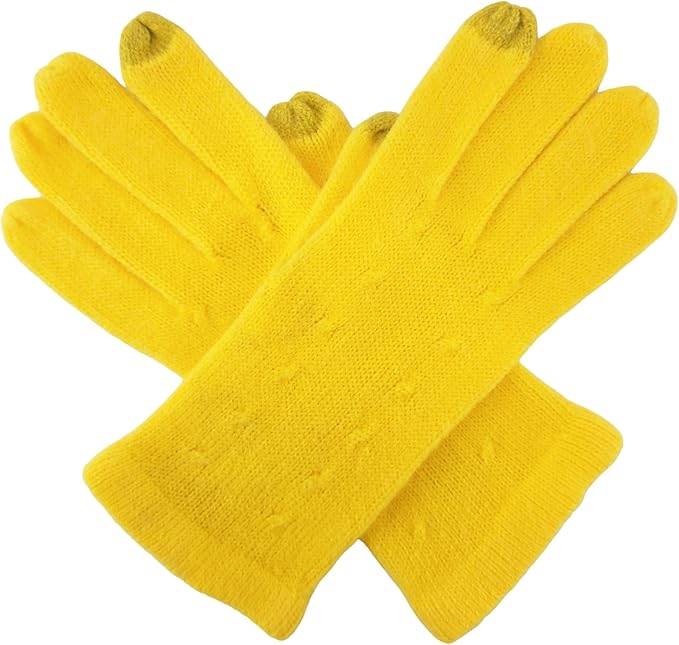 BRUCERIVER Women's Ultra Soft Knit Scarf & Glove Set Touchscreen Function Cable Design