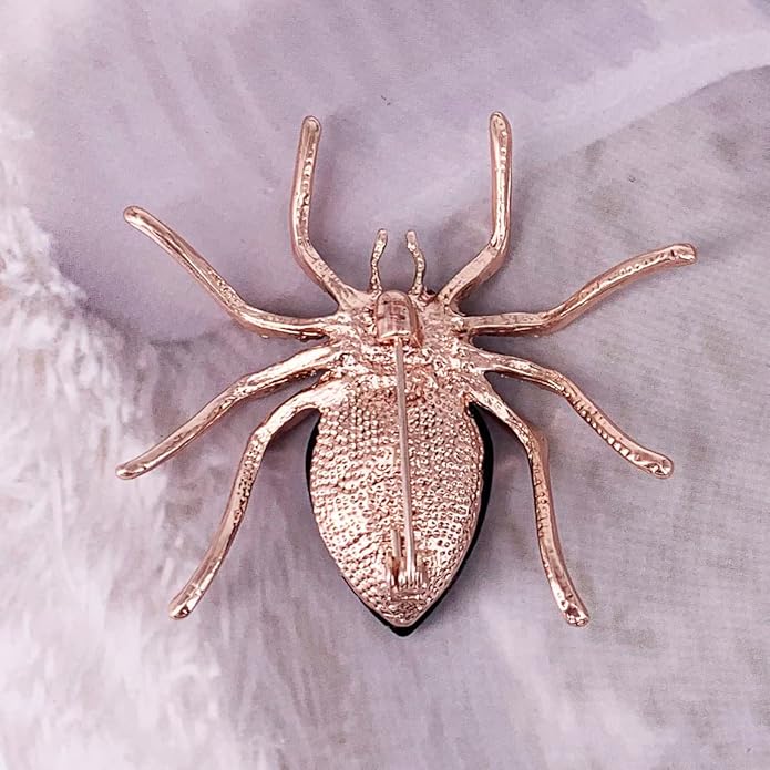 SELOVO Spider Scarf Brooch Pin Broach Crystal Jewelry Rose Gold Tone