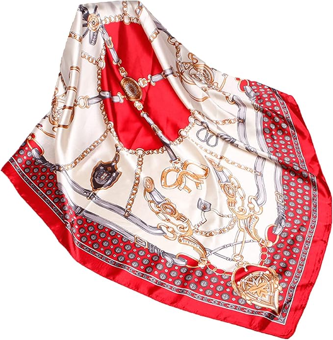 Wander Agio Silk Feeling Head Scarf Womens Fashion Printing Scarves Pattern Square Satin Face Headscarf