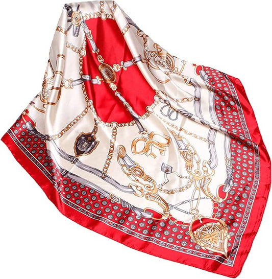 Wander Agio Silk Feeling Head Scarf Womens Fashion Printing Scarves Pattern Square Satin Face Headscarf