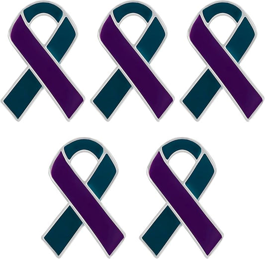 Suicide Awareness and Prevention Pin - Bulk Packs - Variety Pack of Teal & Purple Ribbon Pin Perfect for Support Groups, Gift-Giving and Fundraising