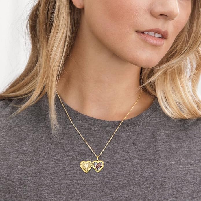 Supcare Locket Necklace That Holds Pictures-Engraved Photo Pendant Custom Jewellery Gifts for Men Women (with Jewellery Gift Box)