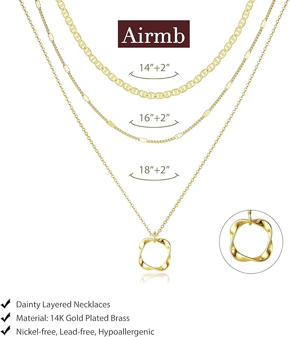 Gold Layered Necklaces for Women 14k Gold Plated Dainty Stackable Choker Necklaces for Women Trendy Layering Chain Cute Pendant Necklace Set Gold Jewelry for Women