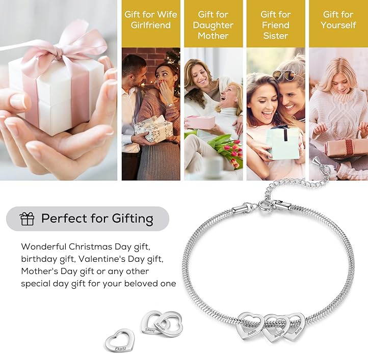Personalized Anklets for Women Adjustable Silver Gold Anklets with Heart Name Initial Ankle Bracelets for Women Jewelry Gifts for Mom Her