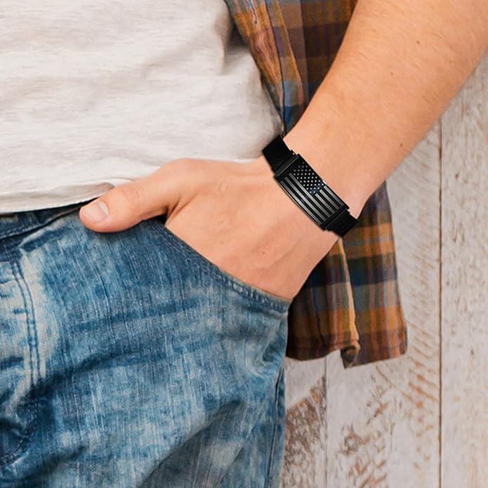 Bracelet for Men/Husband/Uncle/Bonus Dad/New Dad/Papa/Stepdad,American Flag Bracelet Fathers Day Valentines Christmas Jewelry Gifts,Adjustable Size