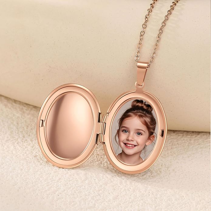 PHOCKSIN Personalized Locket Necklace for Women Photo Necklace with Customized Picture Birth Flower Birthstone New Years Gifts for Women