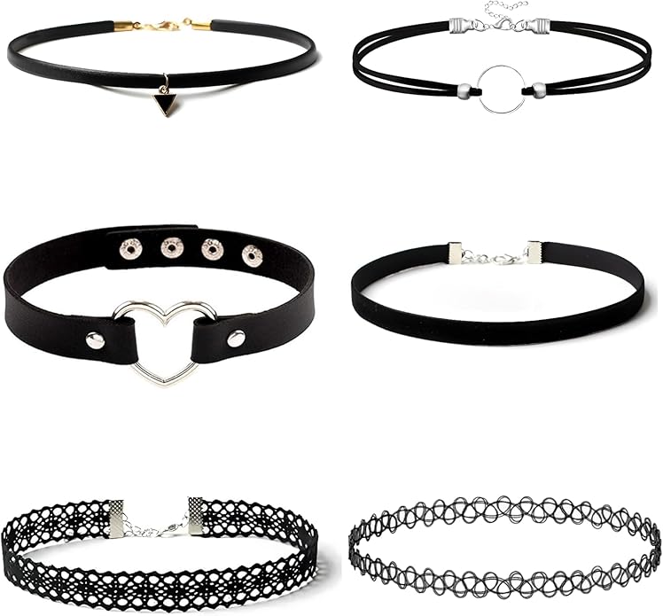 Gothic Choker Necklace for Women 6pcs Black Lace Chokers Set Punk Goth Jewelry Clothes Accessories