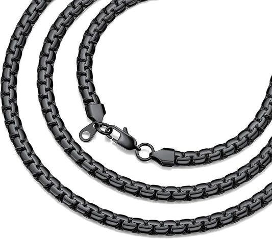 Bestyle 18K Gold Plated/Silver/Black Chain for Men, Hypoallergenic 2/4/6/8mm Stainless Steel Flat Link Chain Necklace for Men & Women Hip Hop Jewelry, 14-30"