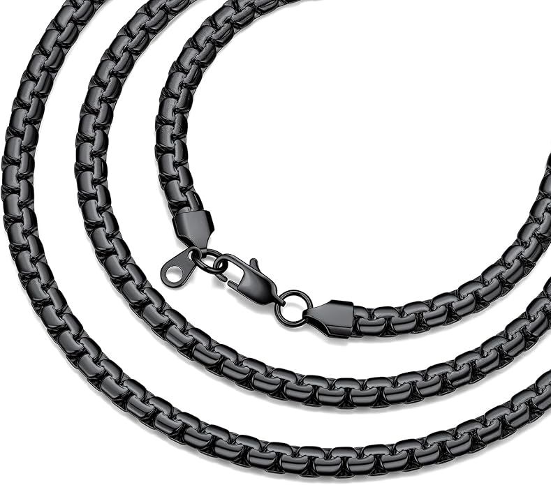 Bestyle 18K Gold Plated/Silver/Black Chain for Men, Hypoallergenic 2/4/6/8mm Stainless Steel Flat Link Chain Necklace for Men & Women Hip Hop Jewelry, 14-30"