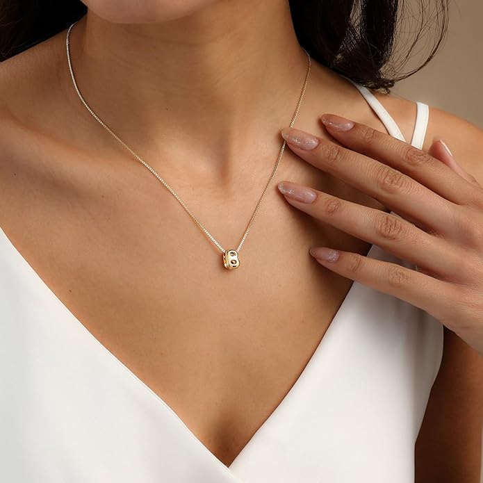 Bubble Gold Letter Necklace for Women, 14k Gold Plated Balloon Initial Necklace, Dainty Gold Necklace for Women, Personalized Bubble Pendant Name Necklace, Fashion Accessories Trendy Jewelry