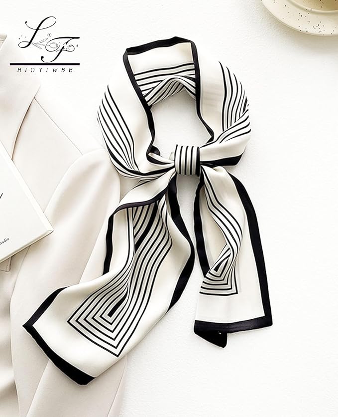 Hioyiwse Head Scarf Hair Neck Scarves For Women Purse Bag Scarfs For Handbags Silky Long Thin Satin Headscarf Fashion