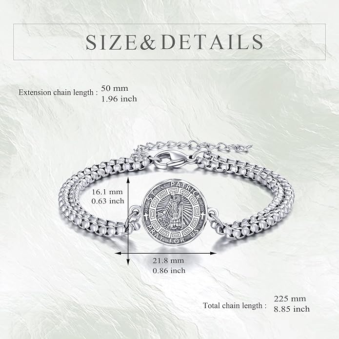 YFN Patron Saint Bracelet Sterling Silver Religious Protector Bracelet Jewelry Gift for Women Men