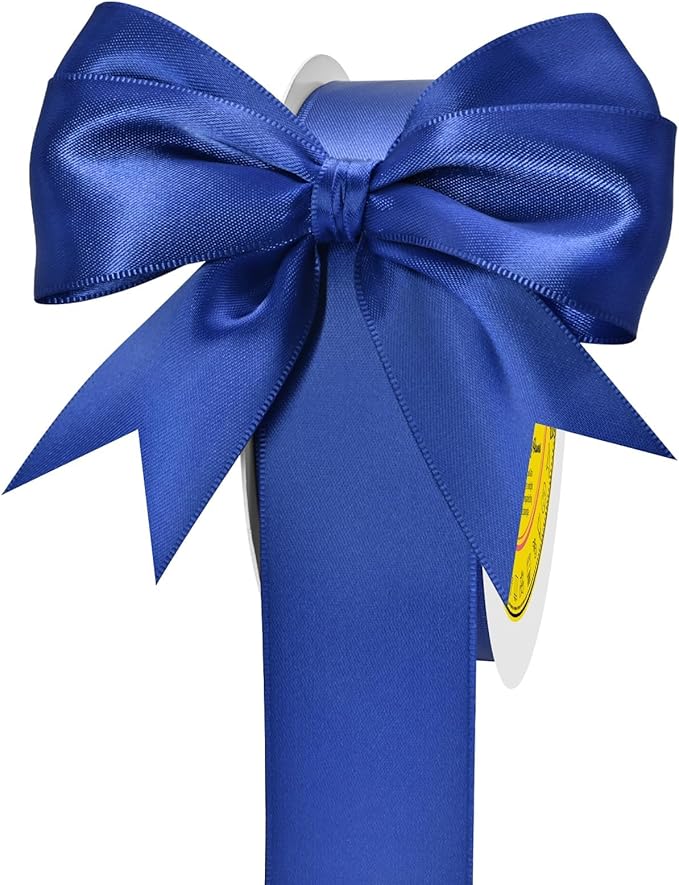 LEEQE Double Face Cobalt Blue Satin Ribbon 1-1/2 inch X 50 Yards Polyester Cobalt Blue Ribbon for Gift Wrapping Very Suitable for Weddings Party Hair Bow Invitation Decorations and More