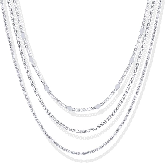 PAVOI 14K Gold Plated Dainty Layering Necklaces for Women | Snake Chain, Curb Link, Paperclip Layered Chains | Trendy Layering Necklace