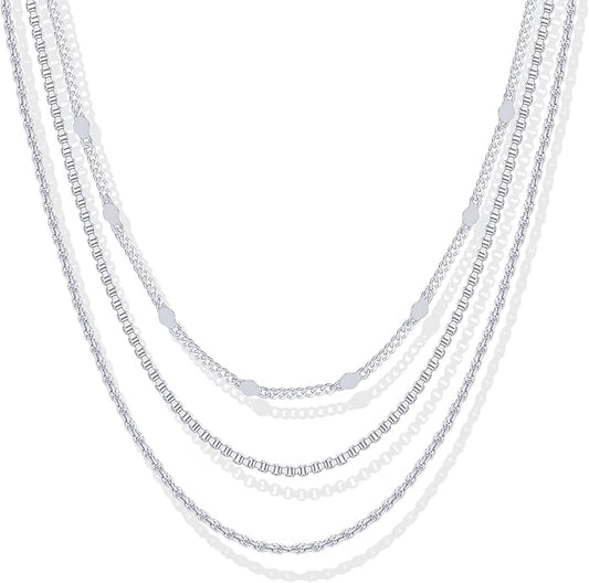 PAVOI 14K Gold Plated Dainty Layering Necklaces for Women | Snake Chain, Curb Link, Paperclip Layered Chains | Trendy Layering Necklace