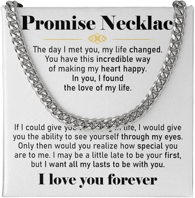 VIRAGIL To My Man Necklace Chain for Men, Silver Stainless Steel Chain Jewelry, Romantic Gift from Partner for Birthday Valentine or Everyday Wear with Meaning