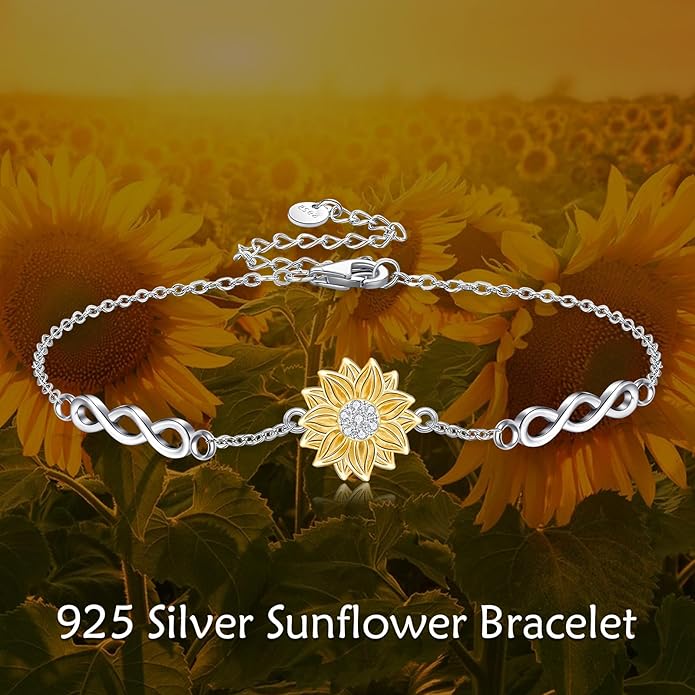 Mustard Seed Cross/Paw Print/Butterfly/Sunflower/Compass/Moss Agate Bracelet for Women 925 Sterling Silver Graduation Link Bracelet Jewelry for Women