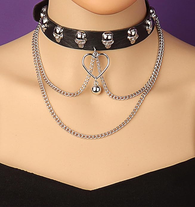QWALIT Black Choker Necklace - Gothic Leather Choker for Women & Men - Punk Accessories for Festival, Party, Halloween, Cosplay