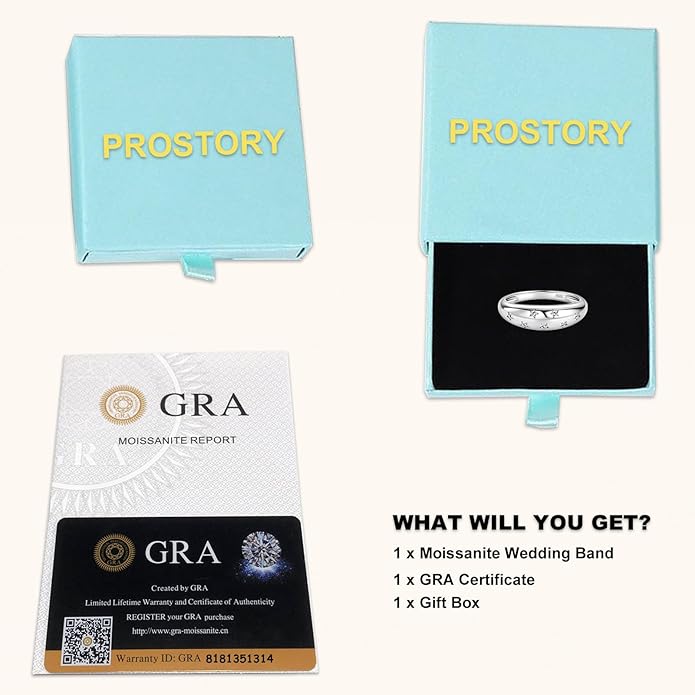 Moissanite Ring for Women D Color VVS1 Clarity 7 Star Ring 925 Sterling Silver Chunky Stackable Bands for Women or Men