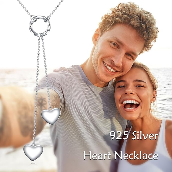 925 Sterling Silver Y Necklaces for Women Lariat Tassel Pendant Minimalist Jewelry Gift for Girls Mom Daughter