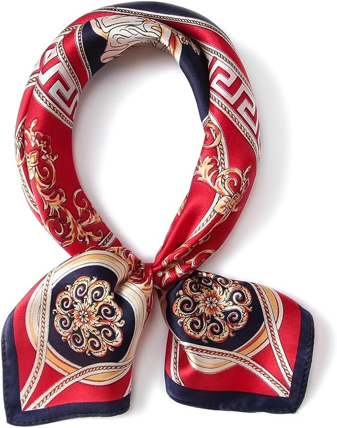 ANDANTINO 100% Mulberry Silk Scarf -21” Lightweight Square Neckerchief – Breathable Digital Printed Scarves with Gift Packed