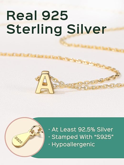 ChicSilver 925 Sterling Silver Initial Necklace for Women Dainty Letter Jewelry Personalized Gift