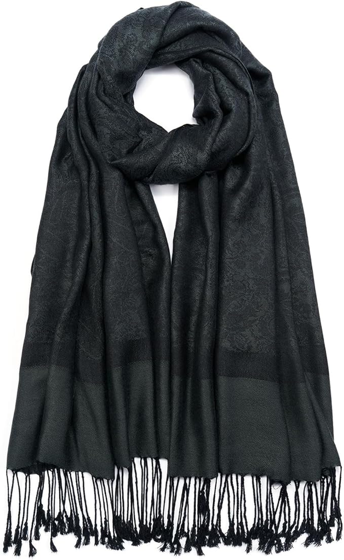 QIUTIMIY Paisley Pashmina Shawl Wrap Women Reversible Vintage Jacquard Pashmina Rave Scarf with Fringe for Evening, Wedding