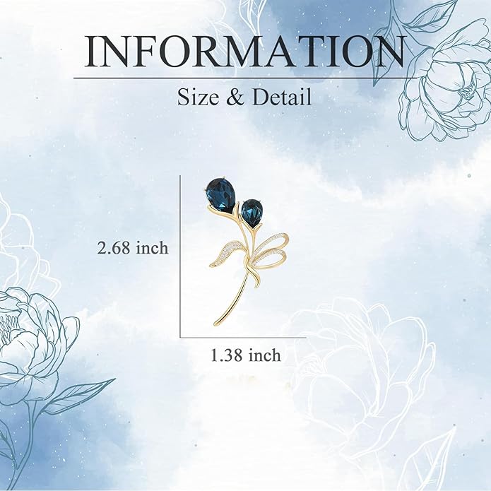 Flower Brooch for Women Girls Flower Rhinestone Brooch Gold Plated Lapel Pin Clothing Accessory Wedding Gift Fashion Jewelry for Mom Wife