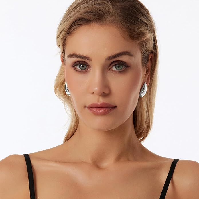 14K Gold Plated Hoop Earrings for Women Triple Huggie Illusion Stud Earring | Double Huggie Hoop Earrings for One Hole | Claw Ear Cuff Earring Jewelry Gift for Women