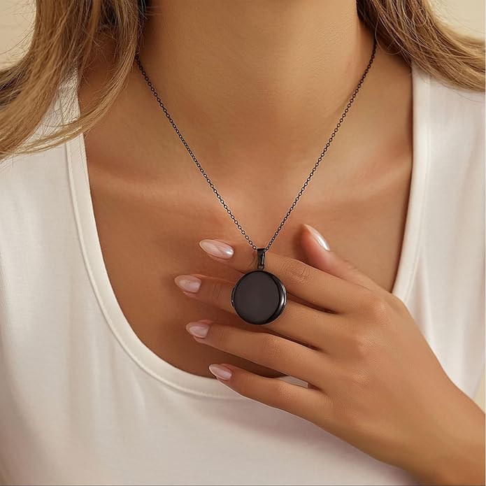 PHOCKSIN Personalized Locket Necklace for Women Photo Necklace with Customized Picture Birth Flower Birthstone New Years Gifts for Women